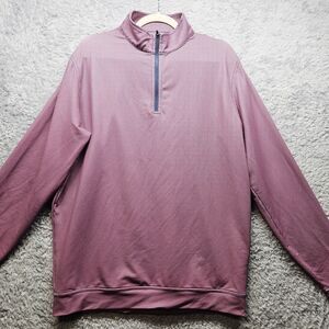 Peter Millar Mens Pink Houndstooth Wicking Size Large Quarter Zip Golf Preppy